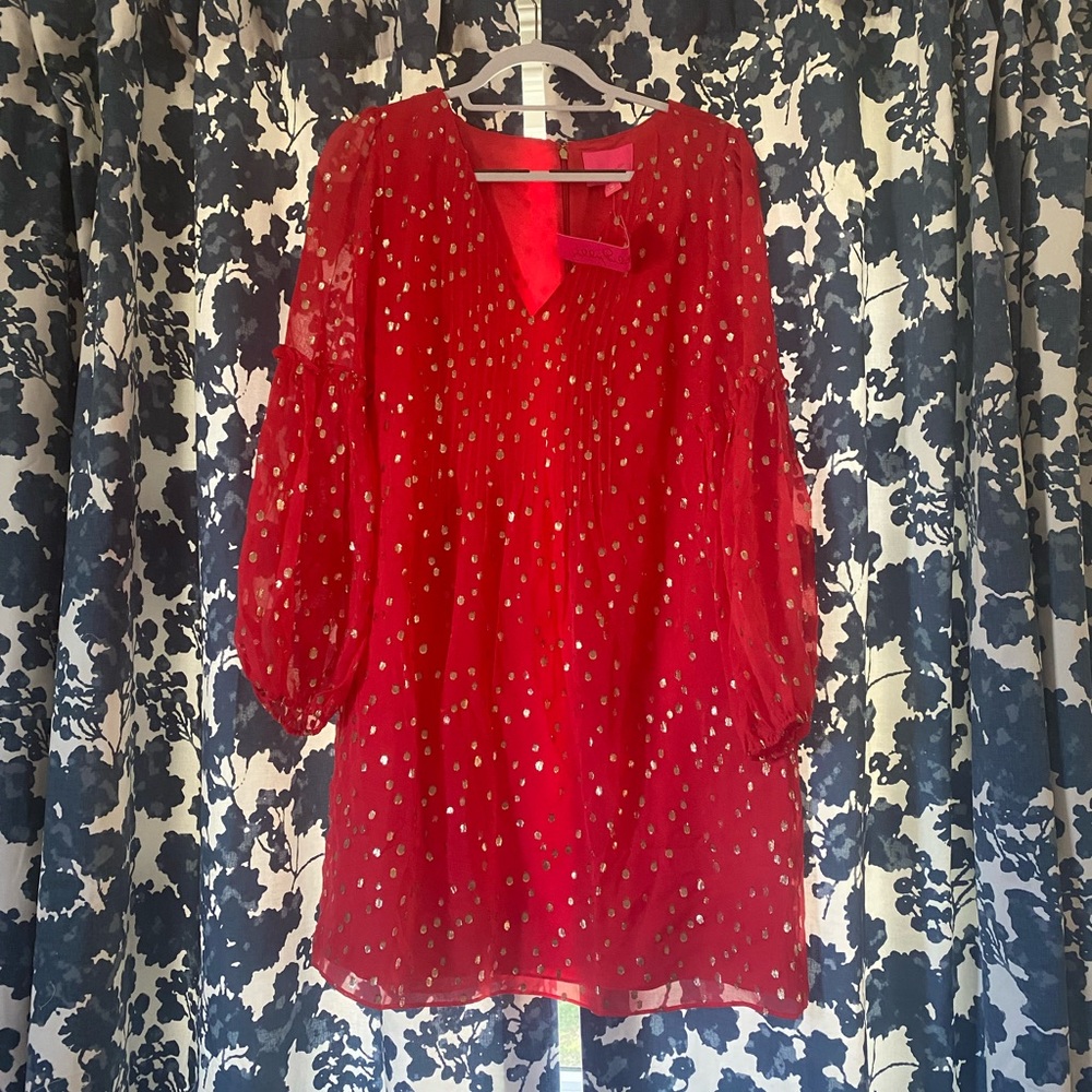 Red Lilly Pulitzer Cleme Silk dress size 10 NWT
